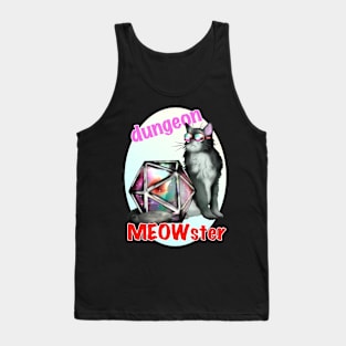 Cool black cat dungeon meowster with D20 dnd dice Tank Top